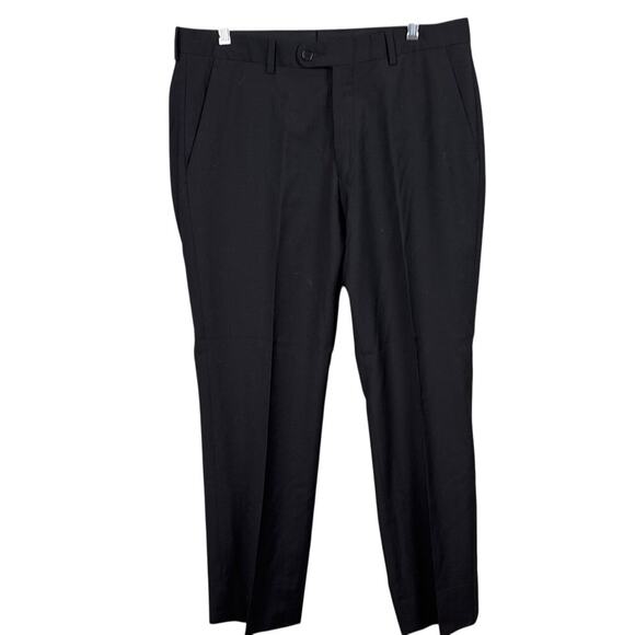 John Varvatos Men's Wool Slacks Flat Front Straight Leg Dark Gray Size 33 NWOT - Picture 1 of 6